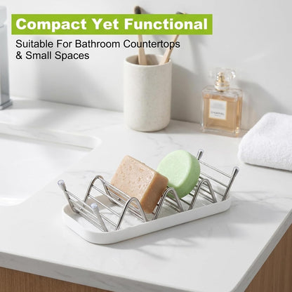 Multi-Purpose Wave Shampoo Bar Holder, Shampoo Bar Holder with Removable Drip Tray & Lather Net, Self Draining Quick Dry Bar Soap Holder for Shampoo Bars & Soap (3-Slot)