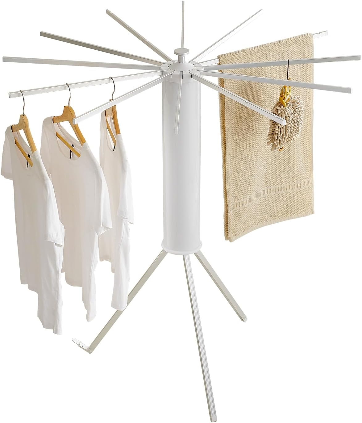 JOOM Tripod Clothes Drying Rack, Garment Rack Portable and Foldable Space Saving Laundry Drying Rack - Drying Rack Clothing Floor Folding Balcony Bedroom Household Wooden