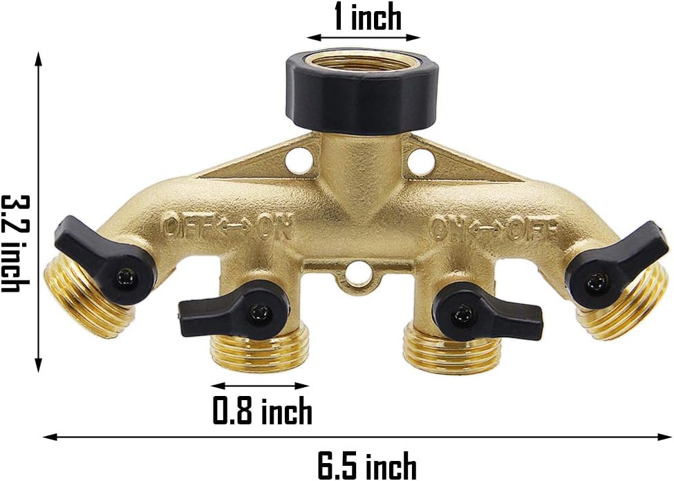 Twinkle Star 2 Way Garden Hose Splitter 3/4" GHT | Hose Y Splitter, Brass Dual Hose Splitter Leak-free