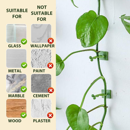 2025 New Self-Adhesive Vine Support Binding Clip Invisible Plant Fixation Hooks for Gardening,Plant Wall Clips for Climbing Plants, Wire Cable Storage Management (Green, 300PCS)
