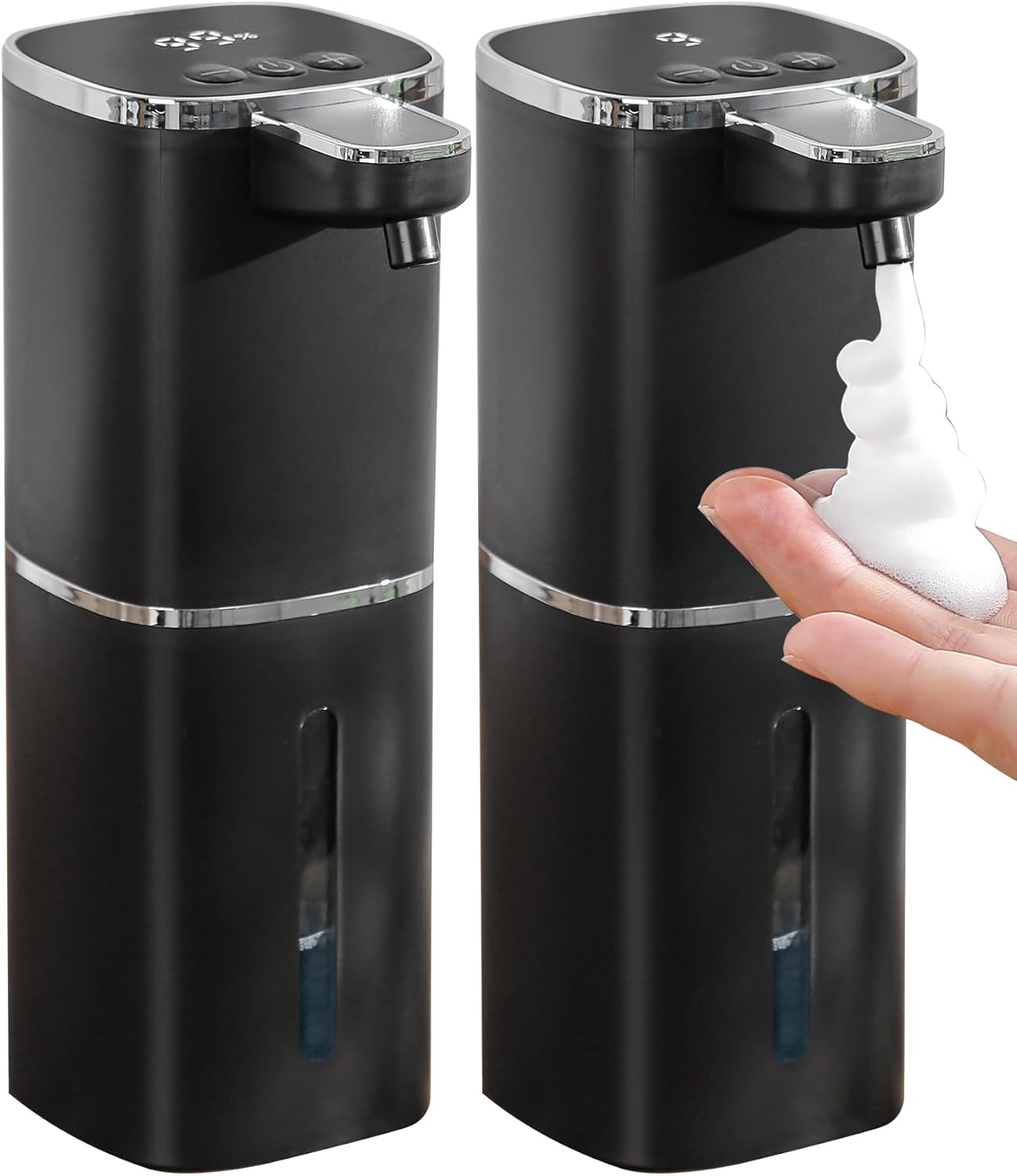 Automatic Foaming Soap Dispenser Touchless, USB Rechargeable Smart Hand Soap Dispenser, 9-Level Adjustable, 13.5oz/400mL,IPX5 Waterproof, Wall/Tabletop Kitchen Bathroom, Black