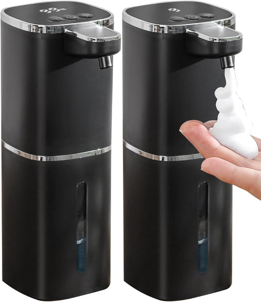 Automatic Foaming Soap Dispenser Touchless, USB Rechargeable Smart Hand Soap Dispenser, 9-Level Adjustable, 13.5oz/400mL,IPX5 Waterproof, Wall/Tabletop Kitchen Bathroom, Black