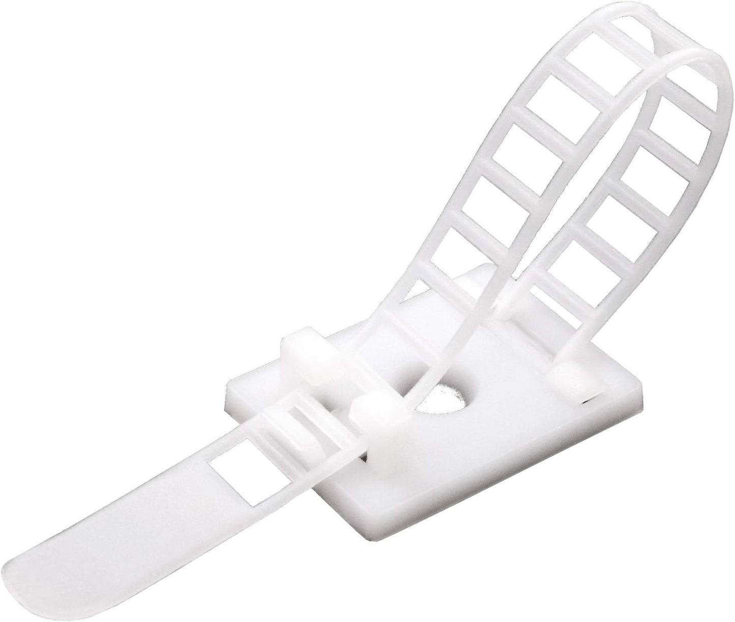 Cable Clips 3M Adhesive, Multipurpose Wire Clamps for Cable Management and Cable Runs - 50 Pack Black Bundled with 10 Reusable Cable Ties