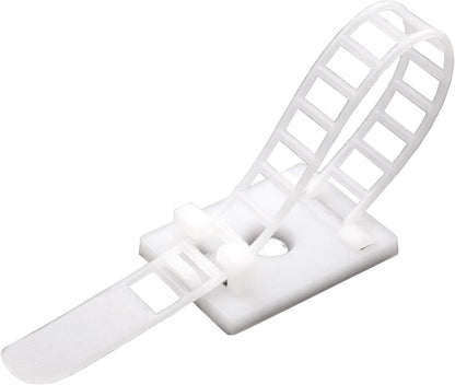 Cable Clips 3M Adhesive, Multipurpose Wire Clamps for Cable Management and Cable Runs - 50 Pack Black Bundled with 10 Reusable Cable Ties