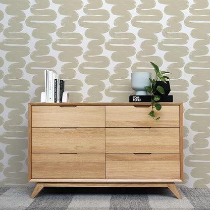 Tempaper x Bobby Berk White & Black Wiggle Room Removable Peel and Stick Wallpaper, 20.5 in X 16.5 ft, Made in The USA