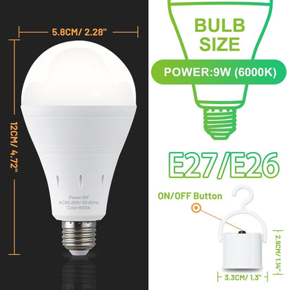 DEBAOBULB 4 Pack Rechargeable Emergency Light Bulbs, Battery Powered LED Light Bulb 6000K Daylight E26 120 Volt 9W 60W Equivalent with 1200mAh for Home Power Outage Camping Hurricane
