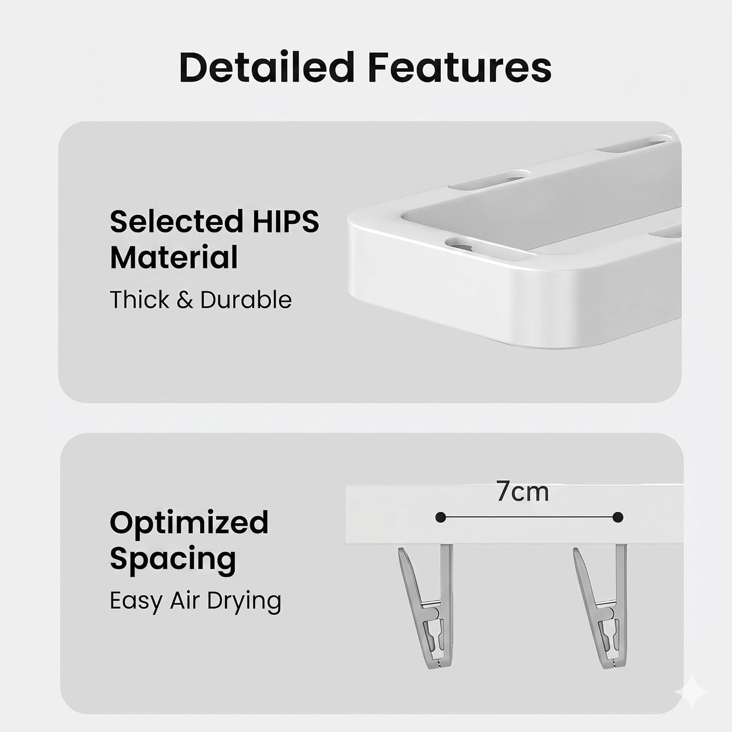 Foldable Wall Mounted Drying Rack with 7 Hidden Clips, Punch-Free Adhesive Sock & Underwear Hanger, Collapsible Space-Saving Laundry Rack for Bathroom, Balcony & Washstand, Holds 11 lbs (White-1 Pcs)