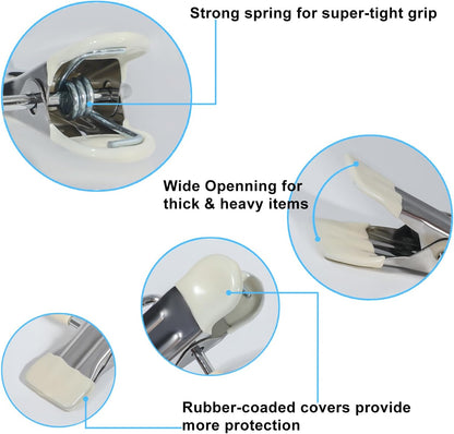 15/30Pcs Upgrade Double Head Clamp Dipped Clothespin for Laundry Hooks with Clips, Boot Holder, Hanging Clips, Portable Multifunctional Hangers Single Clip Space Saving for Jeans, Hats (15, White)