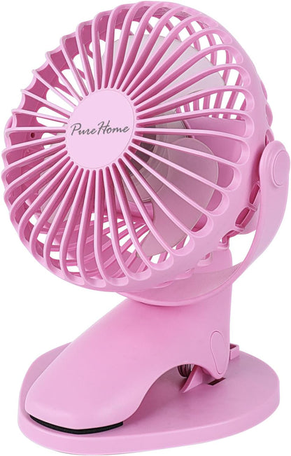 Portable Clip Fan Battery Operated,3 Speeds USB Rechargeable Mini Table Fan with Strong Airflow,360°Rotation Ultra Quiet Personal Desk Fan for Home Office Bedroom Dorm Stroller Camping(White)