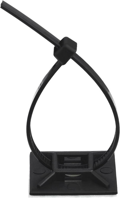 Hicarer 100 Pack Adhesive Clips for Wire Zip Tie Holder Mounts Self Adhesive Cable Base Holders Black Multi Purpose Cords Cable Tie Sticky Desk Wall Organizer