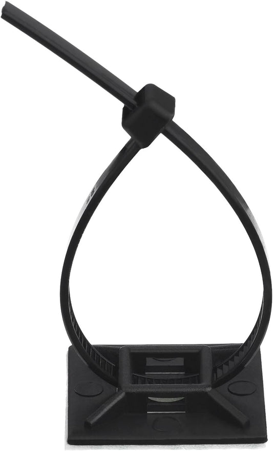 Hicarer 100 Pack Adhesive Clips for Wire Zip Tie Holder Mounts Self Adhesive Cable Base Holders Black Multi Purpose Cords Cable Tie Sticky Desk Wall Organizer