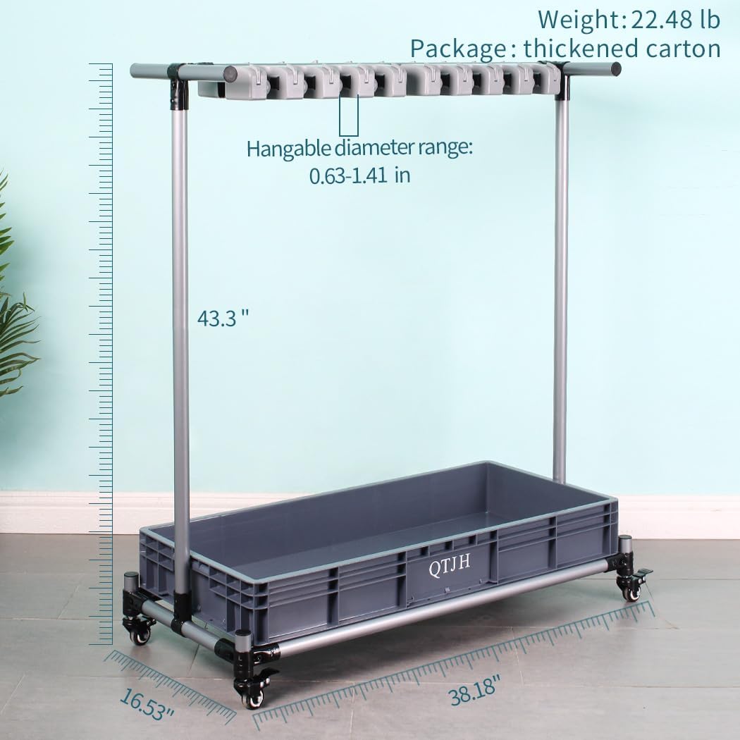 Broom And Mop Holder Put Wet Mops Movable Floor-Mounted Mop Rack Floor Standing Cleaning Tool Cart Storage For Garden Garage Schools, Hospitals, Factories, Hotels,Property Companies (12racks)