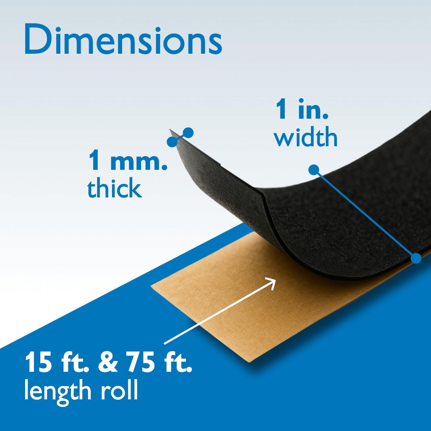 FindTape Polyester 1mm Felt Tape – 1 in. x 15 ft. Felt Strips with Adhesive Backing and Furniture Strips, Great for Arts and Crafts, Classrooms, and Protecting Furniture (Black)