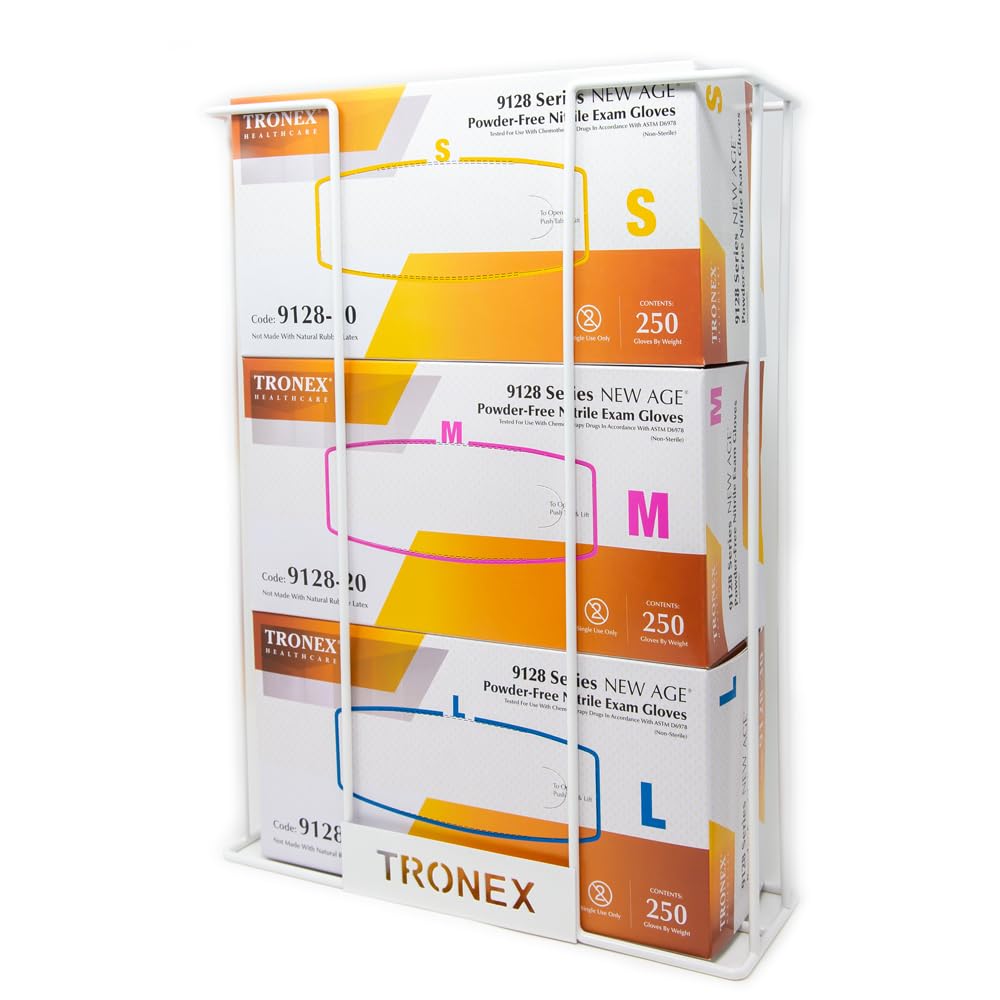 TRONEX Triple Wall Mount Glove Dispenser Racks 3 Wire Glove Rack Holder for Disposable Gloves and Napkins Durable Metal Organizer for the Healthcare Industry (1)