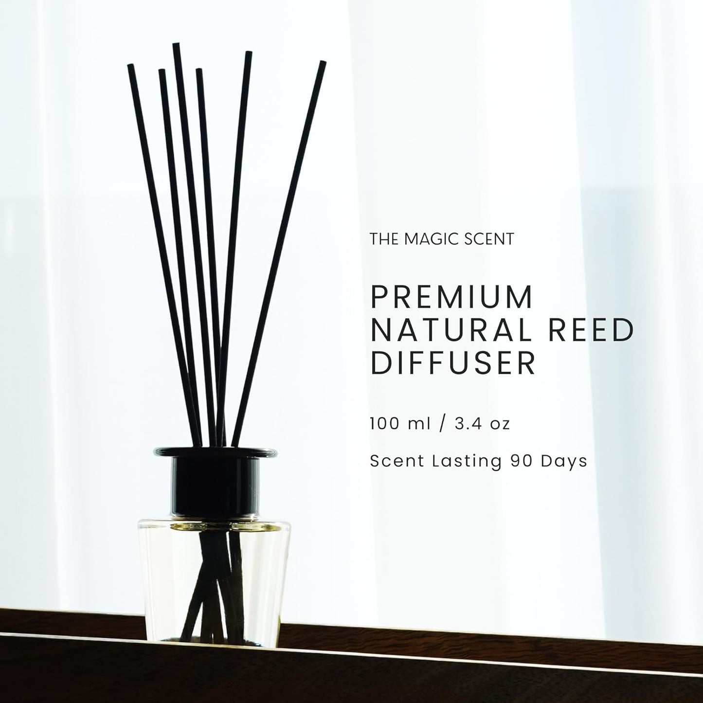 The Magic Scent Mahogany & Teakwood Reed Diffuser for Home - Luxury Scent Diffuser with Premium Fiber Reeds for Lasting Gentle Dispersal - Natural, Toxin-Free Aroma Inspired by Ambercrombie & Fitch