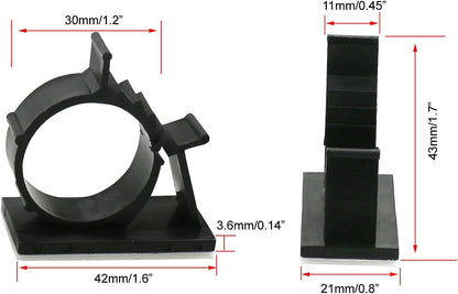 Cable Clips,GLE2016 Self-Adhesive Wire Holder Cable Organizer Cord Management Clamps with Adjustable Backed 20 Pack Black