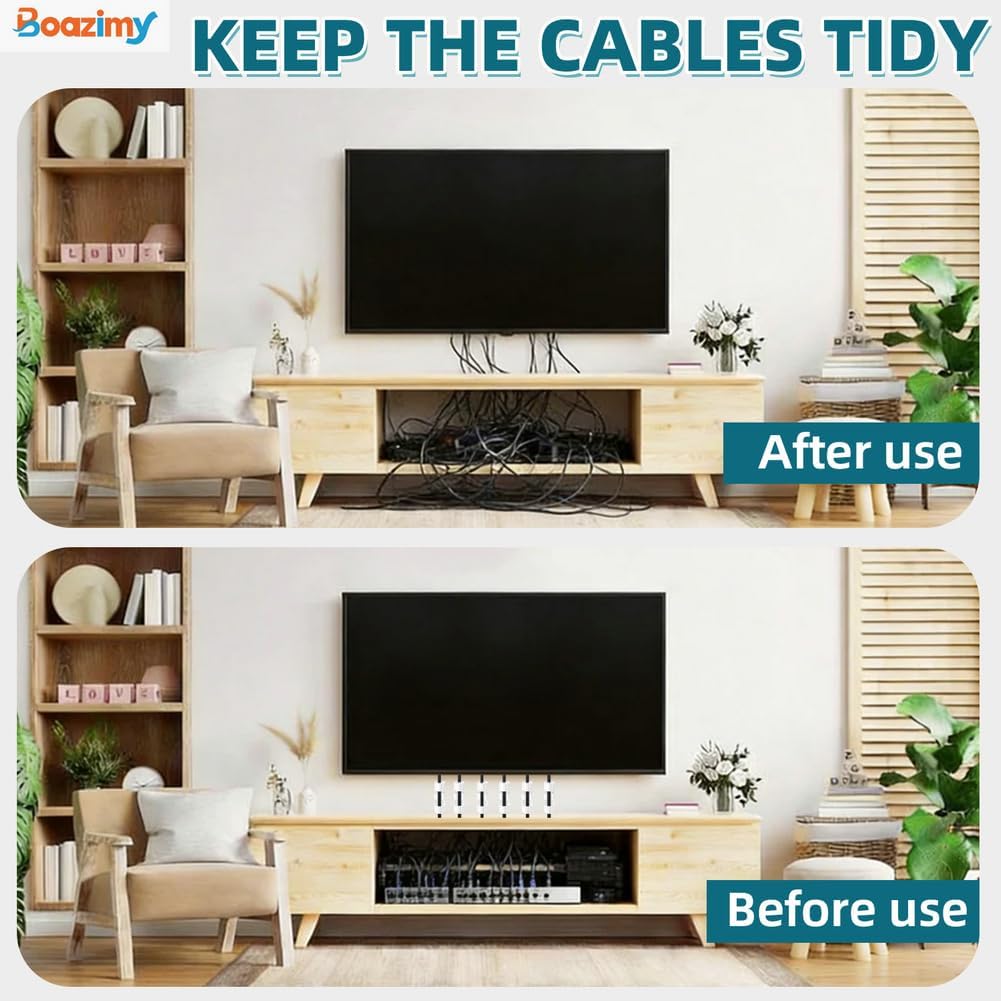Self Adhesive Cable Clips 60 Pcs, 7.5mm Black Wire Holders with Strong Adhesive, Cord Management Organizer for Under Desk Wall TV PC Ethernet Cable