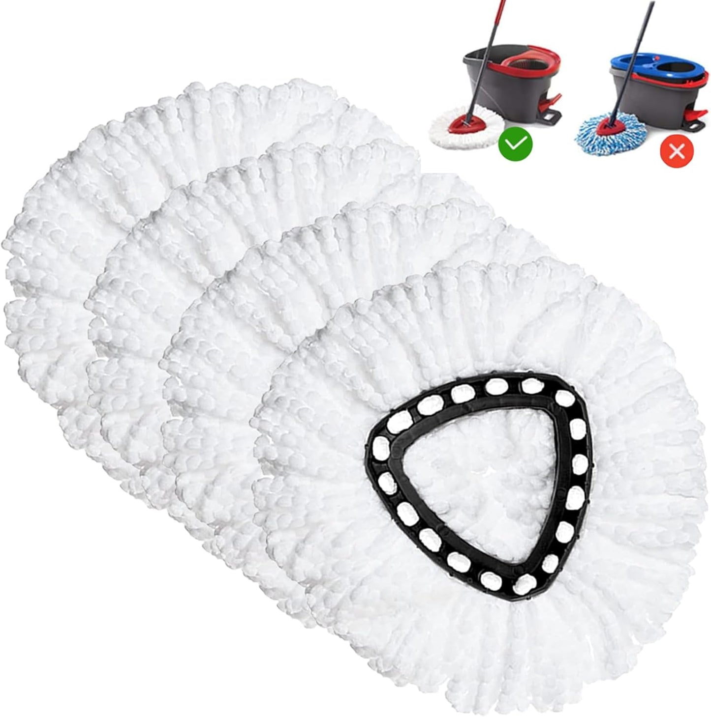 2 Pack Mop Heads Replacements - 40% More Cleaning Power, Spin Mop Heads Replacements for O Cedar Easy Wring 1-Tank System, Deep Cleaning, Microfiber and Machine Washable