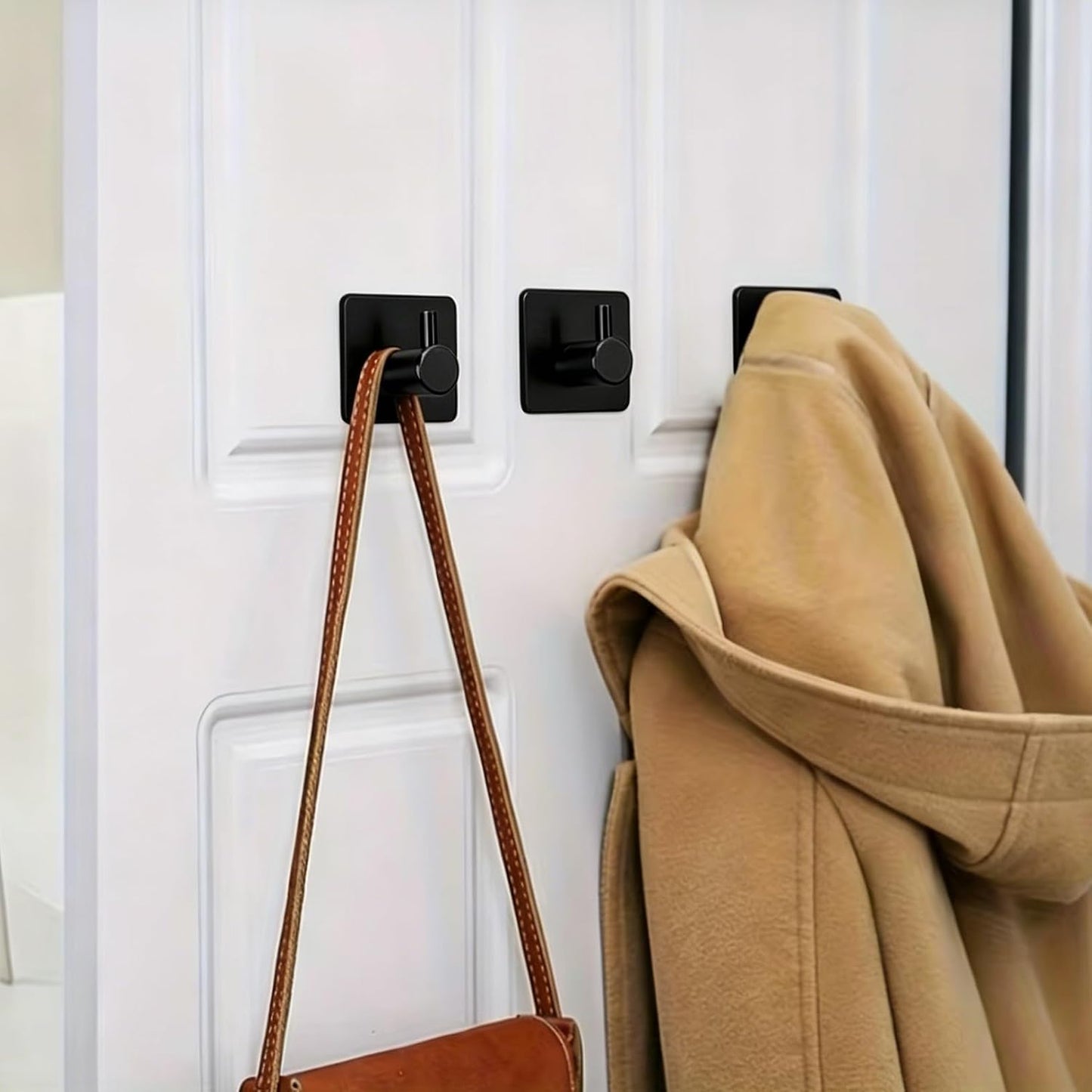4pcs, Adhesive Heavy Duty Wall Hooks, Waterproof Stainless Steel Hooks, Wall Mount, Silvery