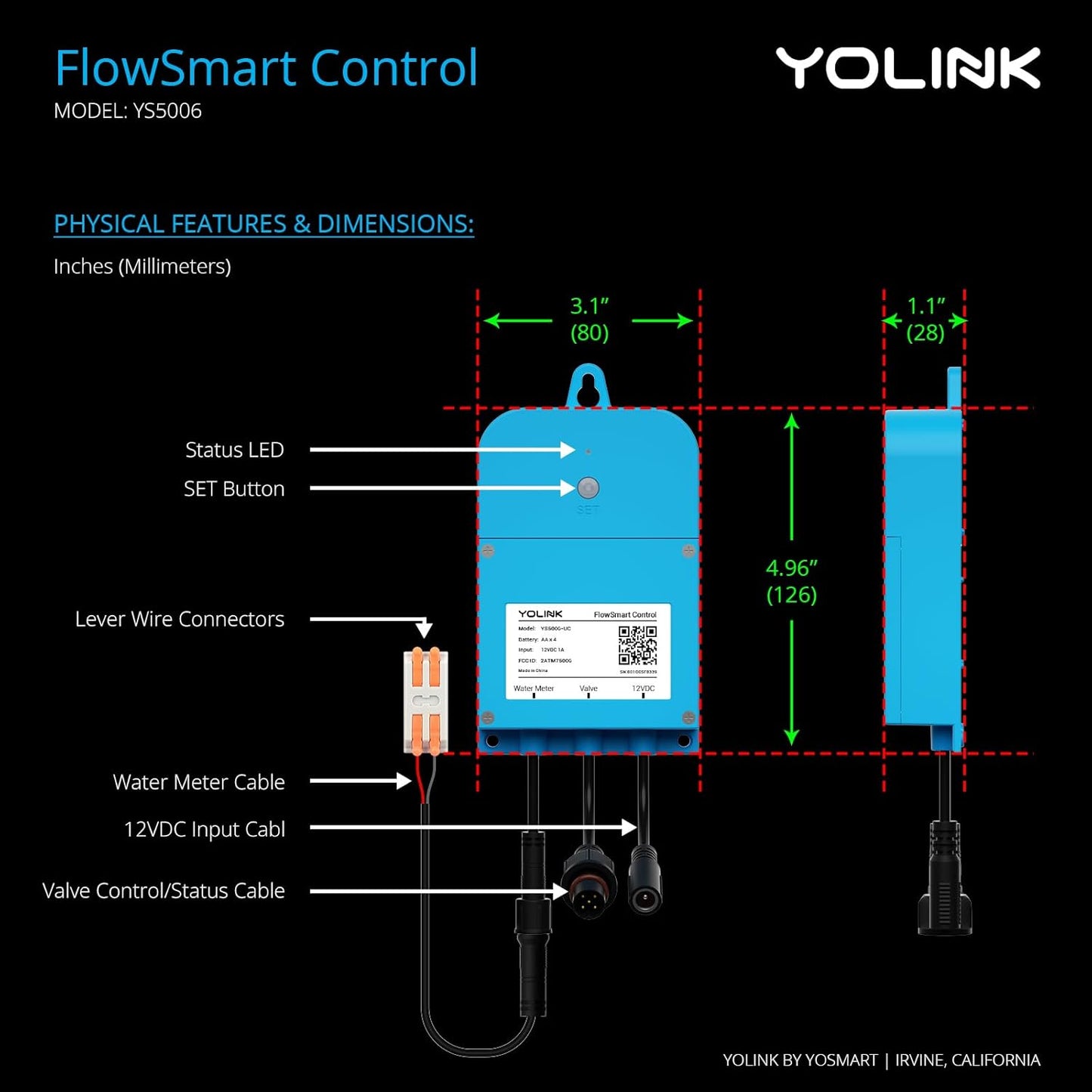 YoLink FlowSmart NSF Water Meter, Smart Water Usage Monitor and Water Leak Detection: 0.5 Inch Advanced Smart Home Water Meter, Hub Included