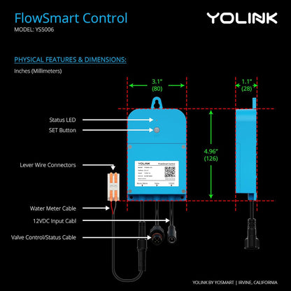 YoLink FlowSmart NSF Water Meter, Smart Water Usage Monitor and Water Leak Detection: 0.5 Inch Advanced Smart Home Water Meter, Hub Included