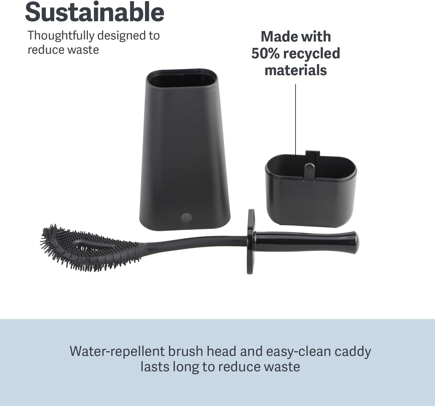 Casabella Hygienic Toilet Bowl Brush with Caddy, Black