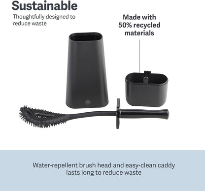 Casabella Hygienic Toilet Bowl Brush with Caddy, Black