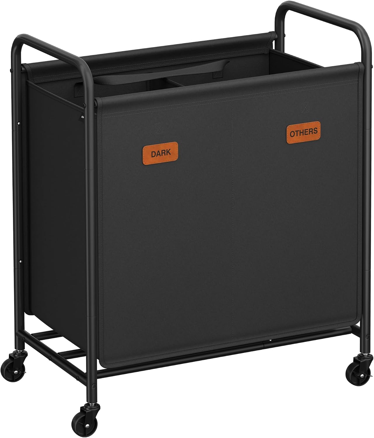 SONGMICS 3-Section Laundry Sorter, Laundry Hamper with Wheels, Rolling Clothes Hamper Cart with Large Capacity and Removable Bags, for Laundry Room, Bedroom, Bathroom, Ink Black URLS330B01