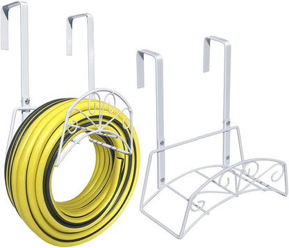 Garden Hose Holder, Sturdy Hose Storage Organizer Reel Rack for Outside Garden Lawn Yard Farm -Wall Mount Or Hanger (White)