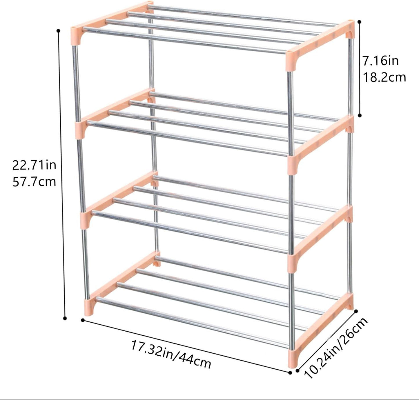Jucaifu Stackable Small Shoe Rack, Entryway, Hallway and Closet Space Saving Storage and Organization (3-Tier, White)