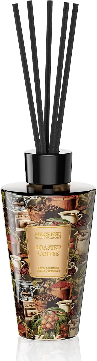 M&SENSE Reed Diffuser Set, Jasmine Sandalwood Scented 6.3 fl oz Natural Essential Oil Diffusers with Sticks, Non-Toxic Organic Air Freshener, Long-Lasting Fragrance Oils for Home Bathroom Living Room