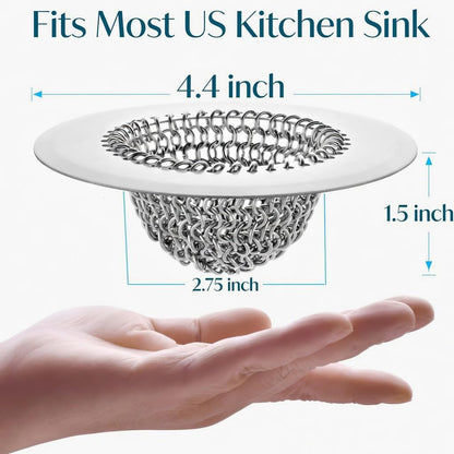 2 Pack 4.5 Inch Stainless Steel Sink Strainer Basket - 304 Stainless Steel Kitchen Sink Drain Filter, Universal Sink Mesh Basket, Hair Catcher, Food Waste Strainer, for Most Sinks