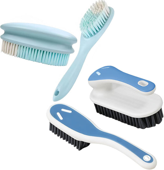 2 Pack Soft Bristle Cleaning Brush & 2 Pack Stain Remover Brush Laundry Brush Scrub Brush Household Cleaning Brushes for Fabric,Carpet, Clothes, Shoes