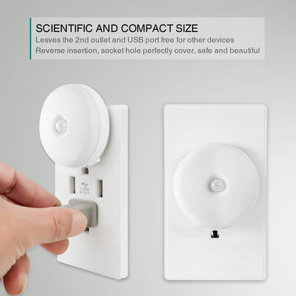 Motion Sensor Night Light, 2 Pack Motion Activated Night Light Plug in, Automatic ON OFF, 3200K Warm Hue, LED Nightlights Plug into Wall, for Bathroom, Kitchen, Bedroom, Kids room, Hallway, Stairway