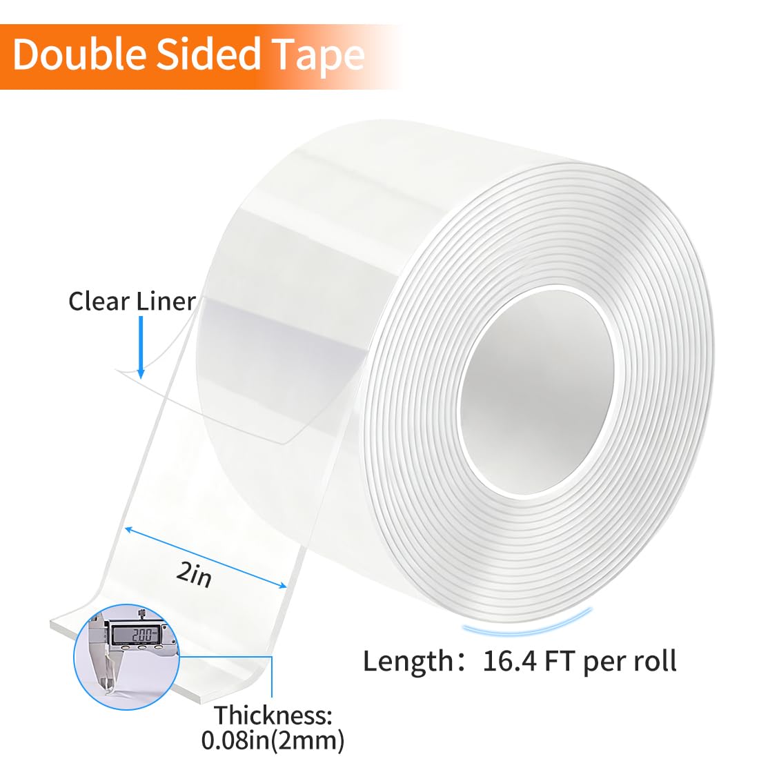 Double Sided Tape Heavy Duty Removable Nano Tape for Walls, Used for Carpet, Poster, Picture Hanging, Outdoor Multifunctional Mounting Tape (Clear, 1.18In x 9.85FT 1Pack)