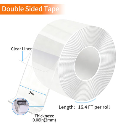 Double Sided Tape Heavy Duty Removable Nano Tape for Walls, Used for Carpet, Poster, Picture Hanging, Outdoor Multifunctional Mounting Tape (Clear, 1.18In x 9.85FT 1Pack)