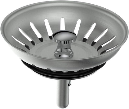 KANARY Kitchen Sink Basket Strainer Replacement for Standard Drains (3-1/2 Inch) Stainless Steel Body with Rubber Stopper (Pack of 2, Stianless Steel)