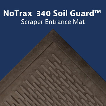 Notrax 340 Soil Guard™ Rubber Scraper Entrance Mat, Outdoor Natural Rubber Doormat for Indoor or Outdoor Heavy-Duty Use, Beveled Edges, 2' x 3', Black, 340S0023BL