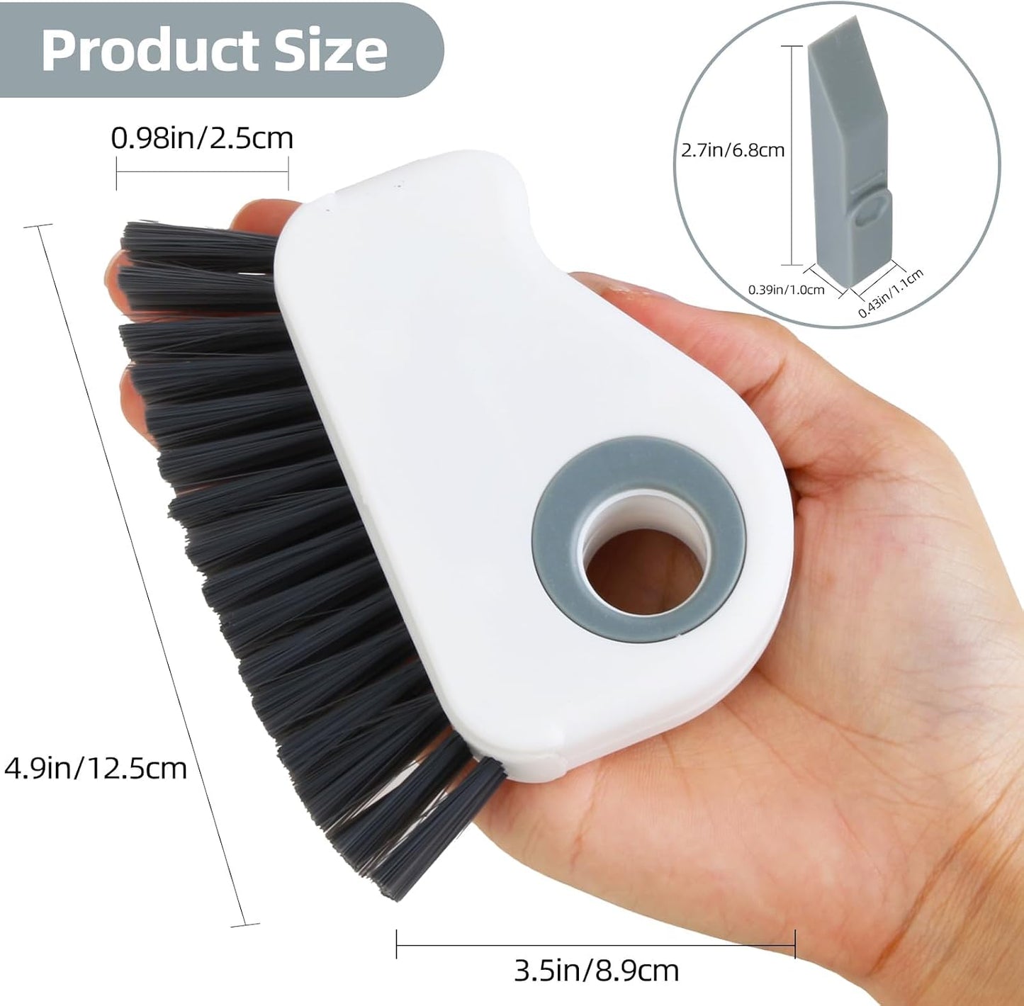 2-in-1 Window Groove Cleaning Brush, Window Sill Track Cleaner Tool, Scratch-Free Deep Cleaning Brush for Sliding Door, Shower Door Sills and Household Narrow Gaps, 2 Pack Gray
