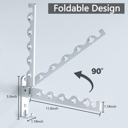 Clothes Drying Rack Wall Mounted Drying Racks for Laundry Room Organization and Storage Clothes Rack，Aluminum Dryer Rack with Two Drying Rods for Hanging Wet and Dry Clothes