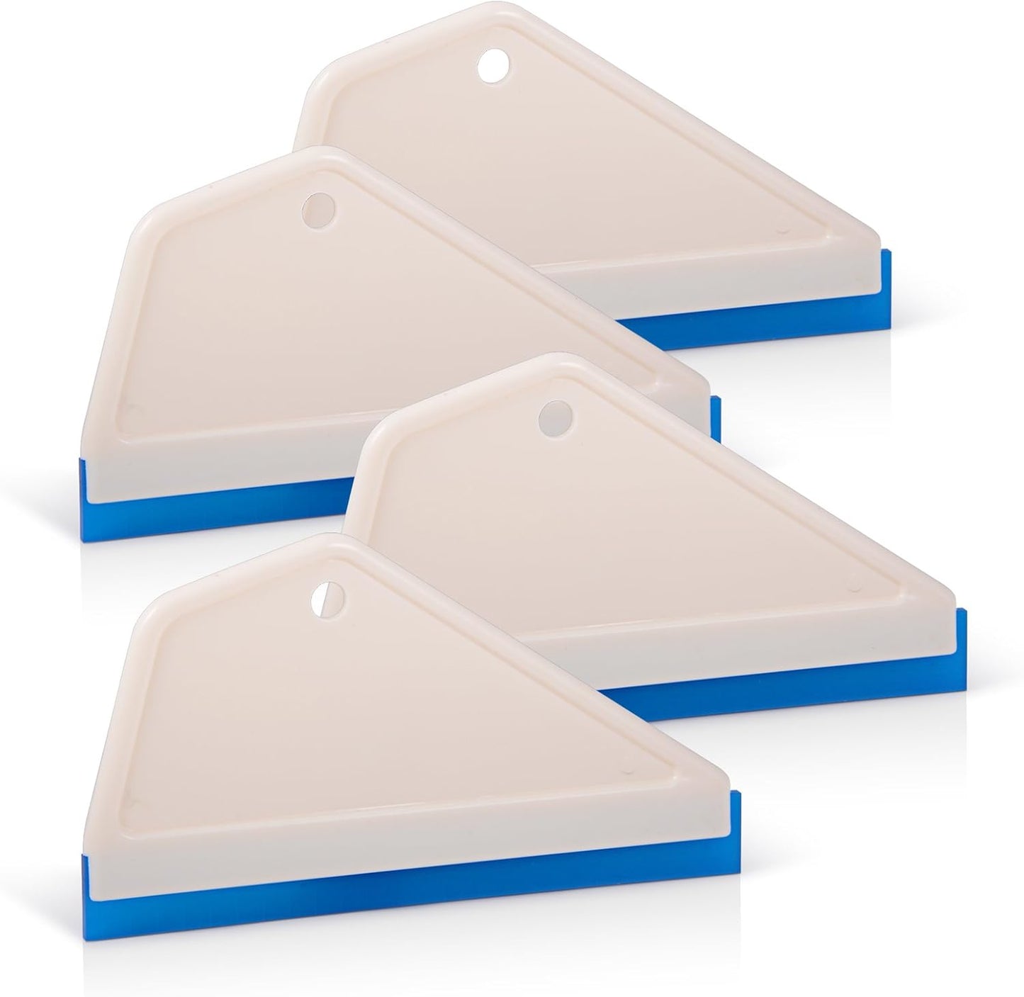 FOSHIO 4Pack White Auto Home Kitchen Bathroom Shower Squeegee Hand Squeegee Window Wiper Mirror Wiper with Blue Silicone Water Blades
