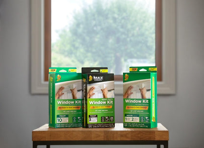 Duck MAX Strength Window Insulation Kit, Winter Window Seal Kit Fits up to 10 Windows, Heavy Duty Shrink Film Cuts to Size for Easy Indoor Installation, Window Tape Included,62 In. x 420 In., Clear