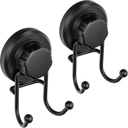HASKO Suction Cup Hooks for Shower Wall, Removable Towel Hooks for bathrooms, Includes Optional No Drill Adhesive Mount for Inside Shower, Rustproof Stainless Steel - 2 Pack, Bronze