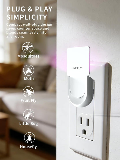 Plug-in Mosquito Trap & Zapper – Indoor Bug Zapper & Trap & Indoor Mosquito Killer Lamp & Trap, Sticky Glue Catcher w/Refillable Cards & Night Light, for Home, Bedroom, Kitchen, Living Room, Basement