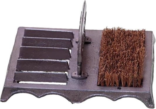 Cast Iron Boot Brush Scraper Outdoor, Heavy Duty Boot Scrubber Brush for Home Porch Entryway, Brown Front Doormat