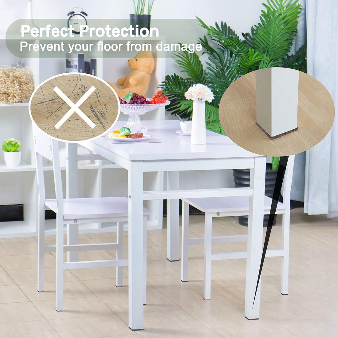 uxcell 32pcs Furniture Pads Square 1 1/4" Self-stick Anti-scratch Felt Pads Reduce Noise for Chair Feet Floor Protector Brown