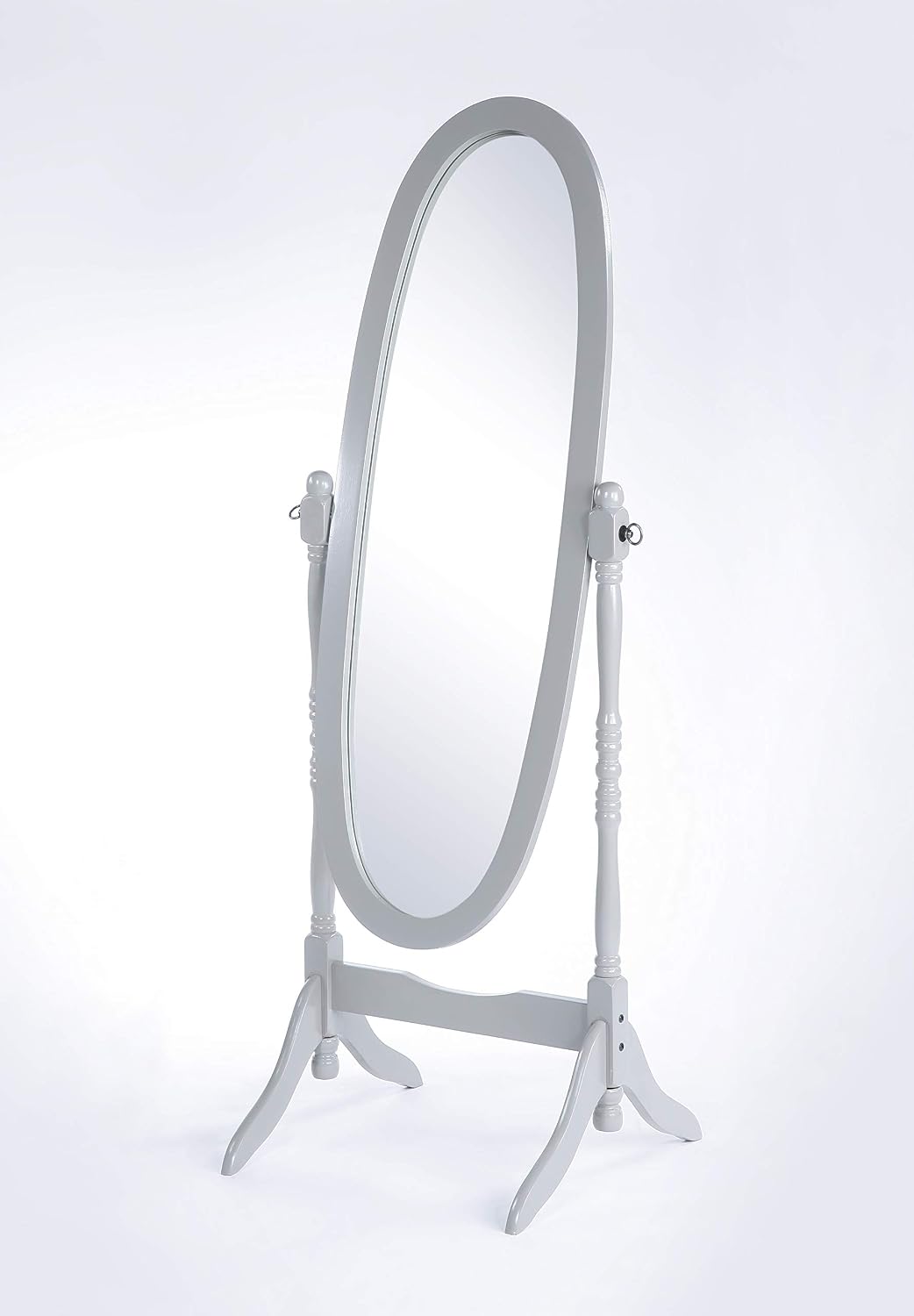 GTU Furniture Swivel Adjustable Full-Length Oval Wood Cheval Stand Floor Mirror(Pink)