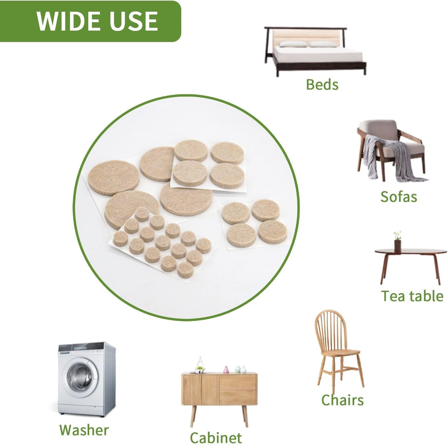 Felt Furniture Pads for Hardwood Floors 48 PCS, Furniture Pads, Floor Protectors for Hardwood Floors, Felt Pads for Furniture, Round, Dark Brown