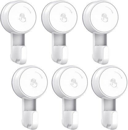 LUXEAR Heavy Duty Waterproof Shower Hooks 2 Pack - Suction Hook, No Drill Damage-Free Removable Reusable Wall Hooks for Bathroom Kitchen Towel Bathrobe Loofah Shower Hooks (Max Load 11LB/5KG)