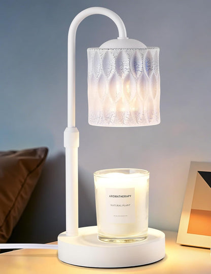 Briever Dimmable Candle Warmer Lamp with Timer, Height Adjustable Electric Candle Wax Warmer, Christmas Birthday Gifts for Women Mom, House Warming Gifts New Home Room Decor, Walnut Solid Wood Base